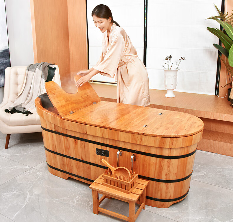 电加热泡澡桶香柏木泡澡桶家用身大人木桶浴桶缸浴桶成人洗澡盆大号