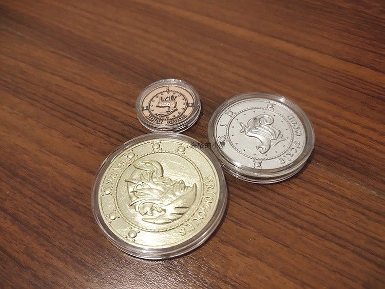 哈利波特周边harrypotter古灵阁银行巫师金加隆金币钱袋魔法包装三枚
