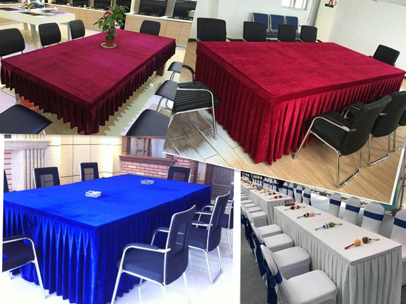 定制会议桌布桌裙长方形办公室签到活动丝绒绒布桌布台布桌罩桌套雪
