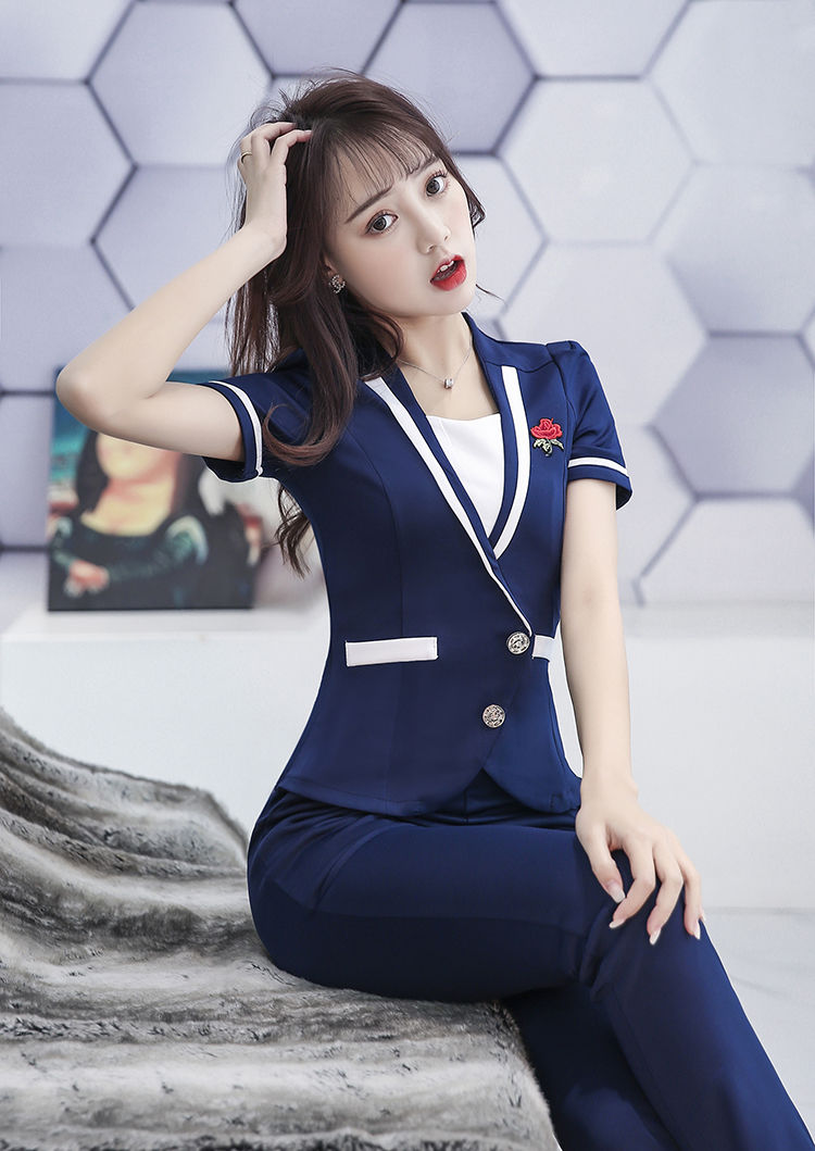 酒店ktv会所工作服女套装2022夏季新款足疗足浴技师服工衣短袖裙sn