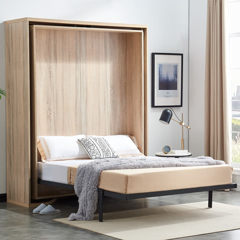 隐形床立墙式折叠床旋转折叠隐形床小户型折叠床壁床隐形床书柜衣柜