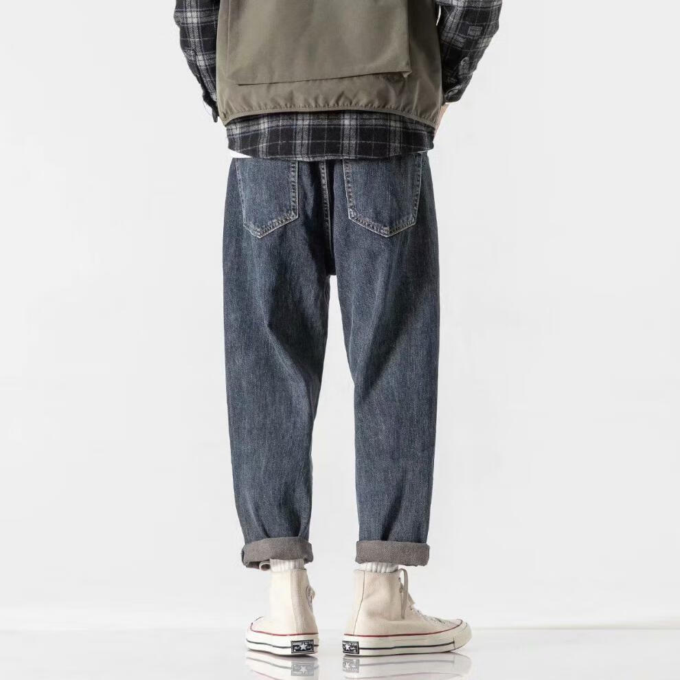 夕瑜轩日系复古牛仔裤男春秋潮牌直筒宽松韩版潮流工装百搭休闲长裤
