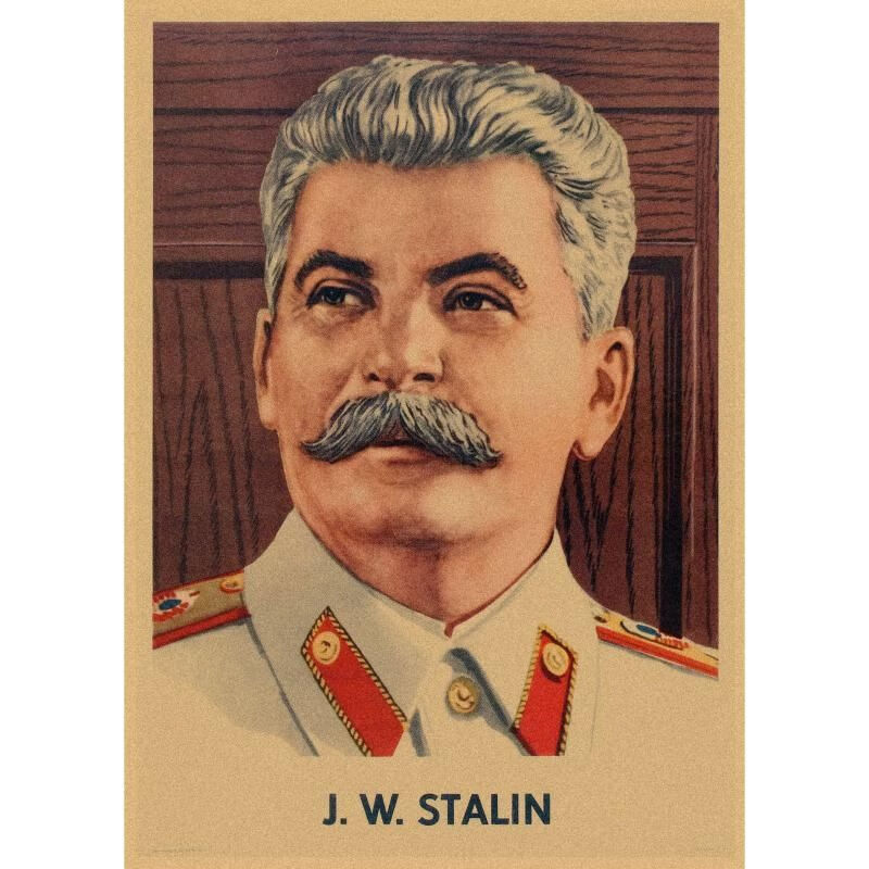 海报墙纸海报红色复古牛皮纸海报斯大林列宁马克思苏维埃政权装军绿色