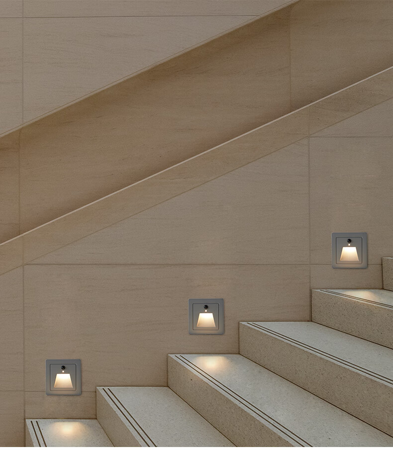 嵌入式光控人体感应楼梯踏步台阶走廊过道玄关led地脚灯定开关款砂白