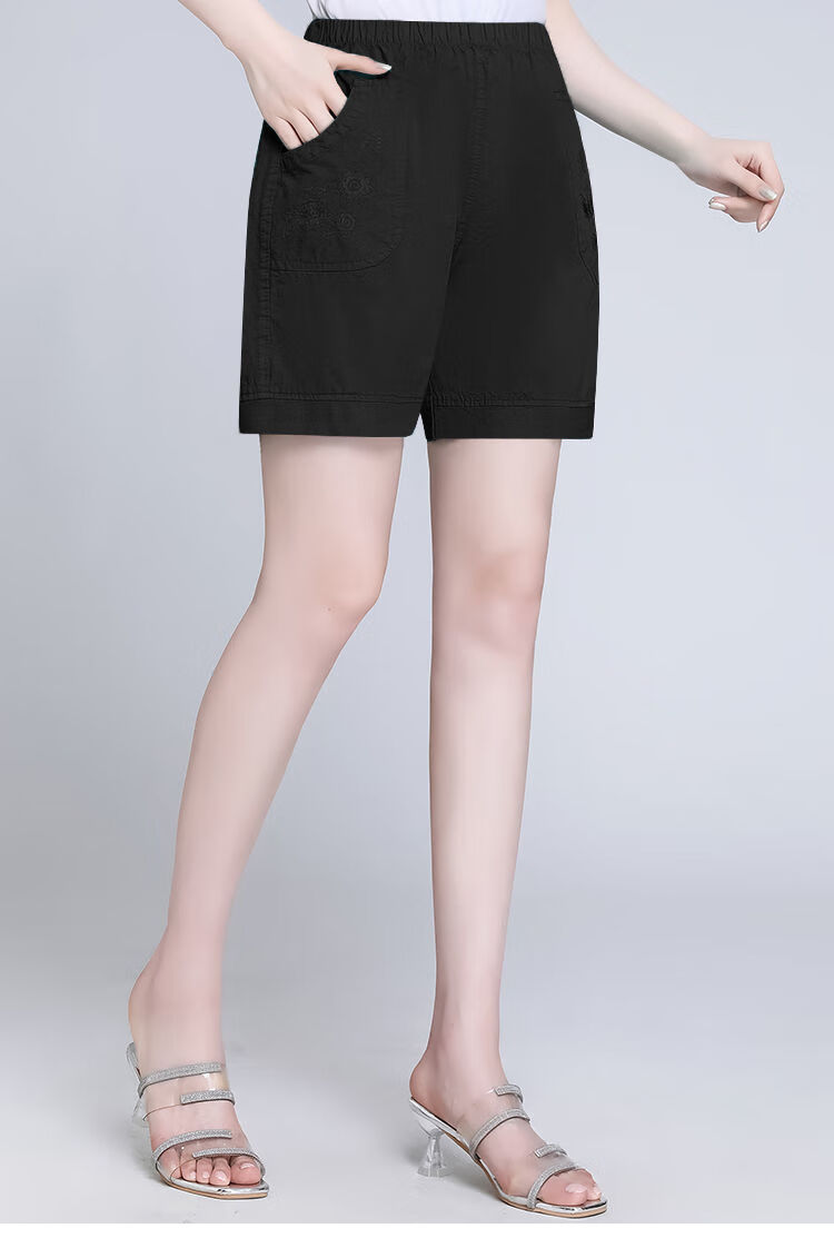 modx香港潮牌妈妈夏季棉外穿短裤中老年五分裤女宽松松紧高腰夏天中年