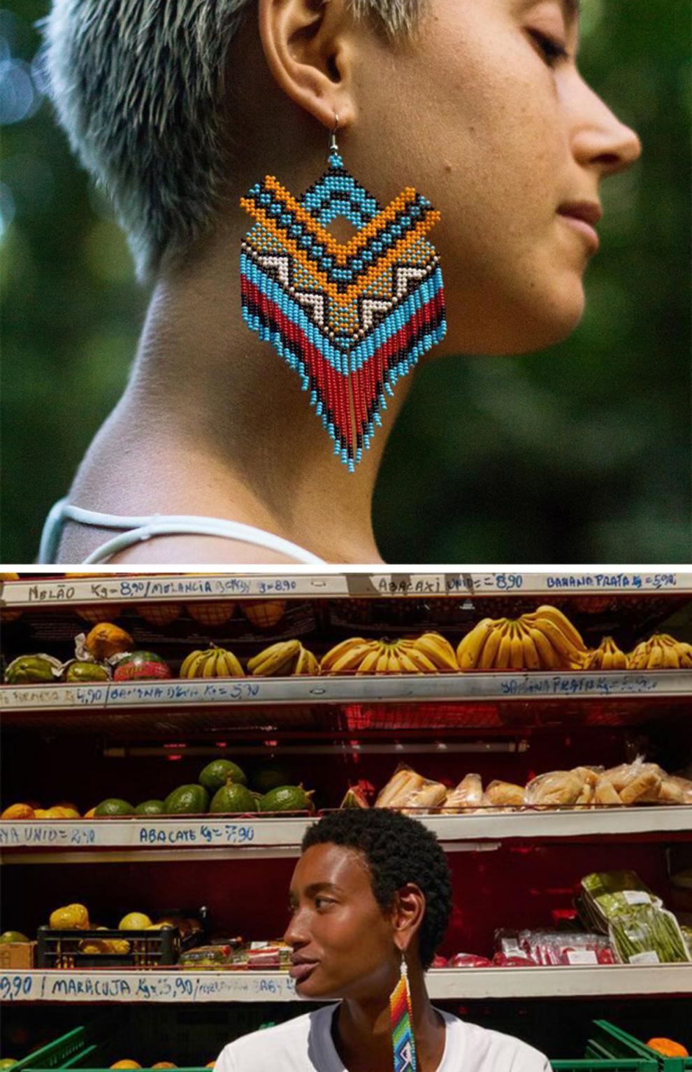 全意琳 马赛耳环部落风手工复古民族波西米亚首饰礼物非洲异域风 玫