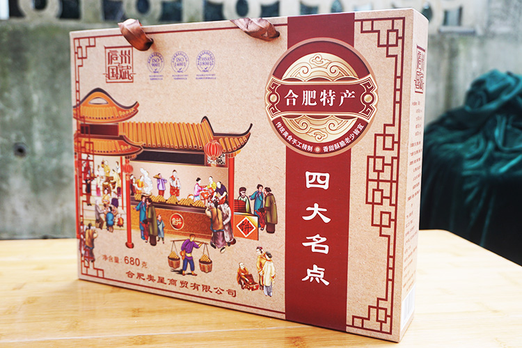 四大名点安徽合肥特产庐州国斌烘糕白切寸金麻饼礼盒传统糕点680g