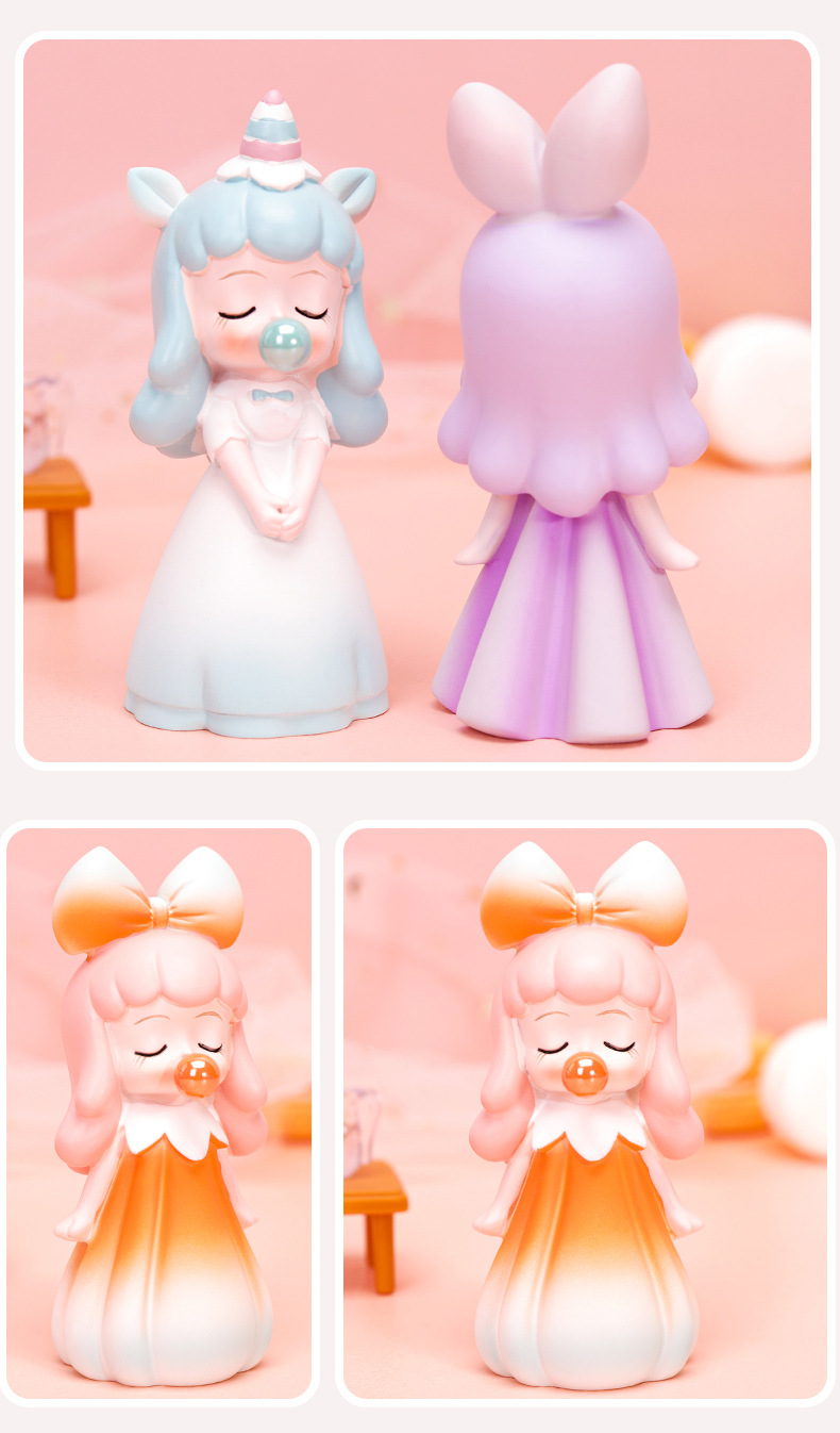 吹泡泡女孩盲盒摆件公仔创意潮玩拆盒有装饰品 陌上花开单个 整套请拍