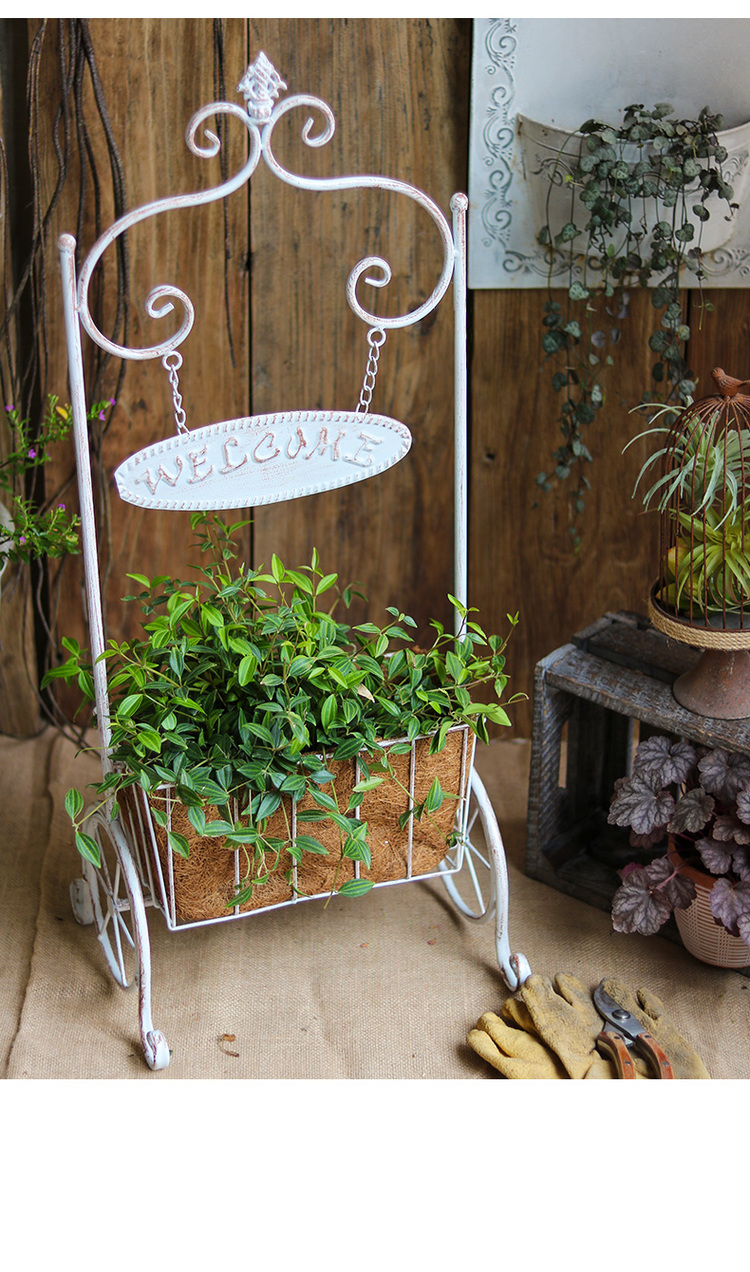 经典铁艺装饰花架花园爬藤架花盆户外阳台杂物架复古怀旧美式a款