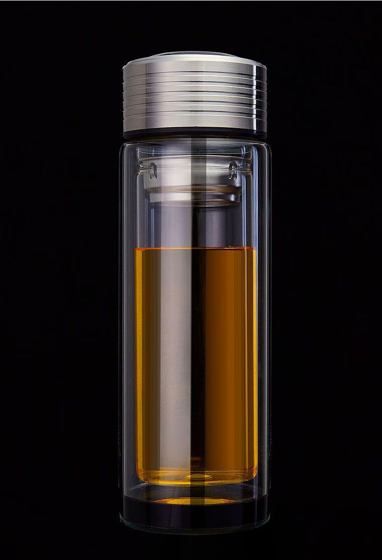 玻璃保温杯防摔双层玻璃杯带把大容量双层玻璃杯简约男士家用水杯便携