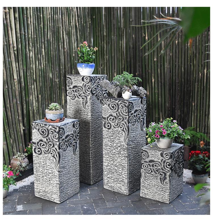 斯帕克室外盆景架庭院室外人造石墩花盆底座落地式花架户外阳台盆景