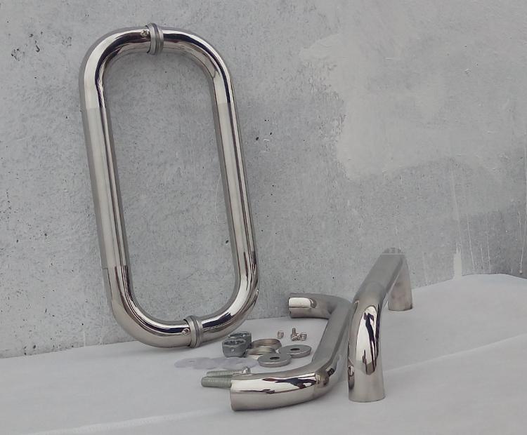 25管径加厚不锈钢机弯白钢单元门拉手弯管淋浴房门扶手浴室门把手透明