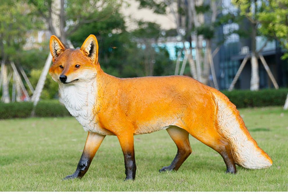 田园庭院子仿真动物小狐狸雕塑模型树脂园林景观装饰草地小品摆件大号