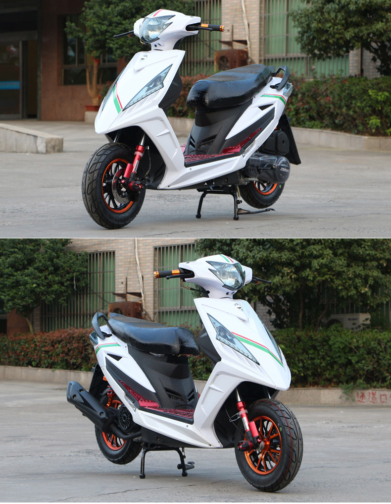 125cc战速踏板摩托车 加装鬼火整车燃油车男女助力代步车 磨砂黑