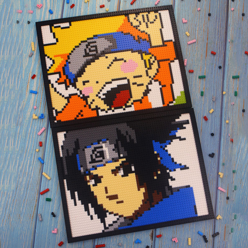 海贼王拼图索隆兼容积木高像素壁画海贼王火影男孩拼插拼图玩具生日