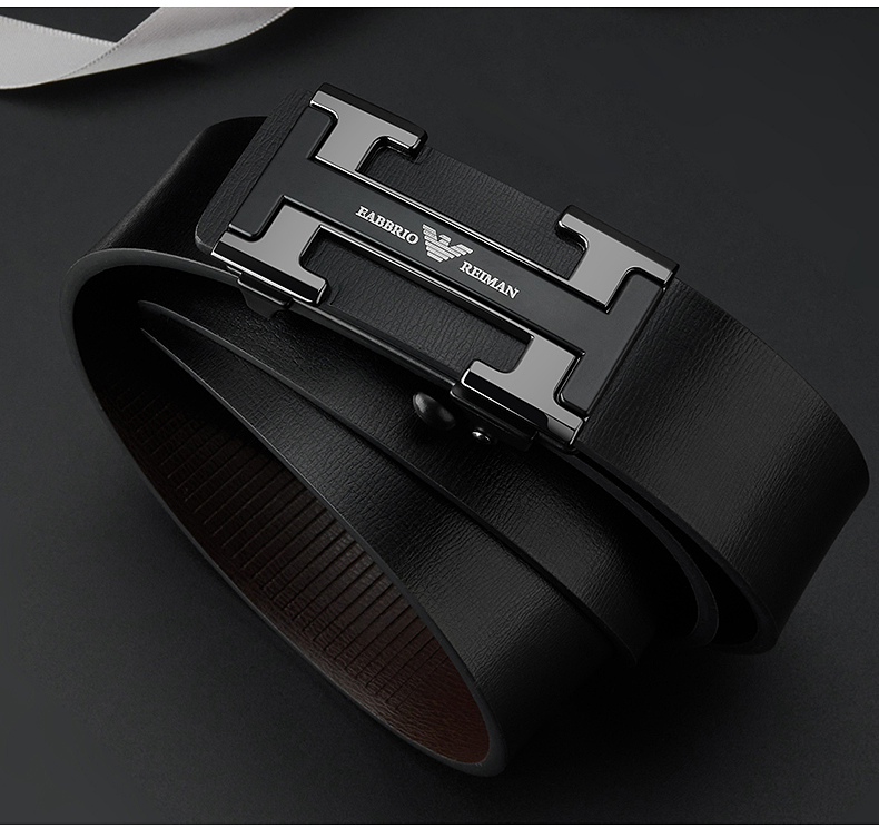 男潮流真皮自动扣商务腰带纯牛皮年轻人裤带男20阿玛尼皮带男士gg