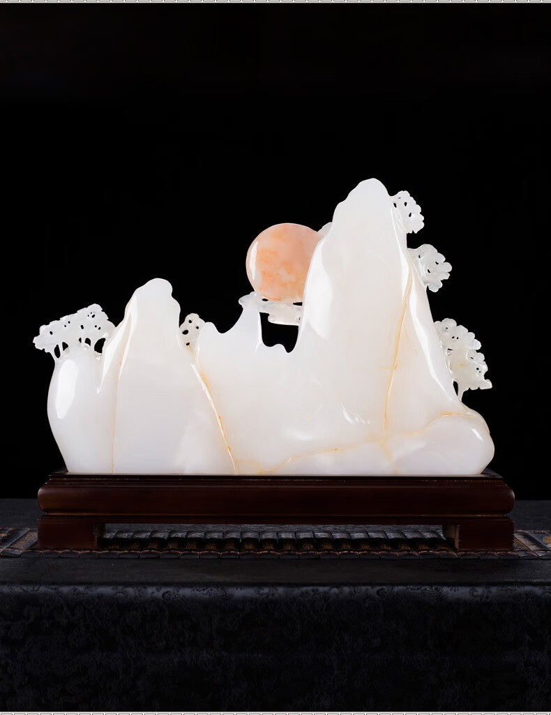 天然玉石山水雕件高档过年礼品节日送礼长辈新中式家居摆件乔迁新房