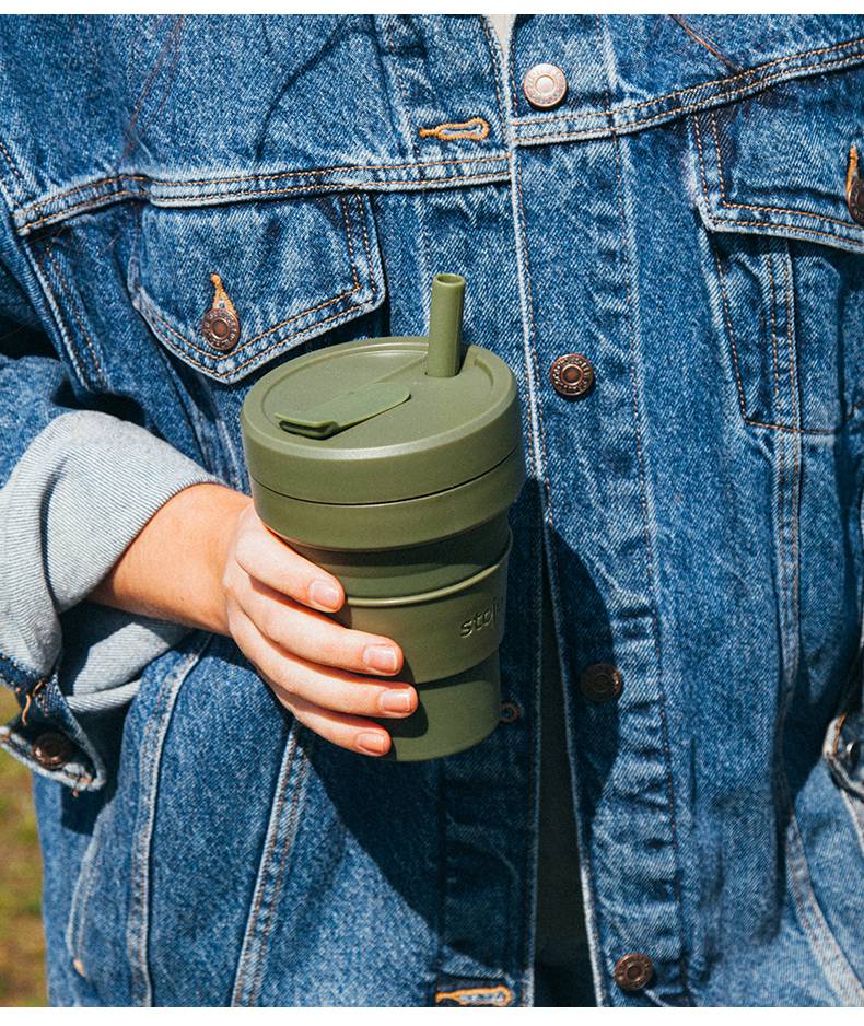 折叠水杯耐高温 美国stojo硅胶折叠杯旅行便携随行水杯咖啡压缩杯耐