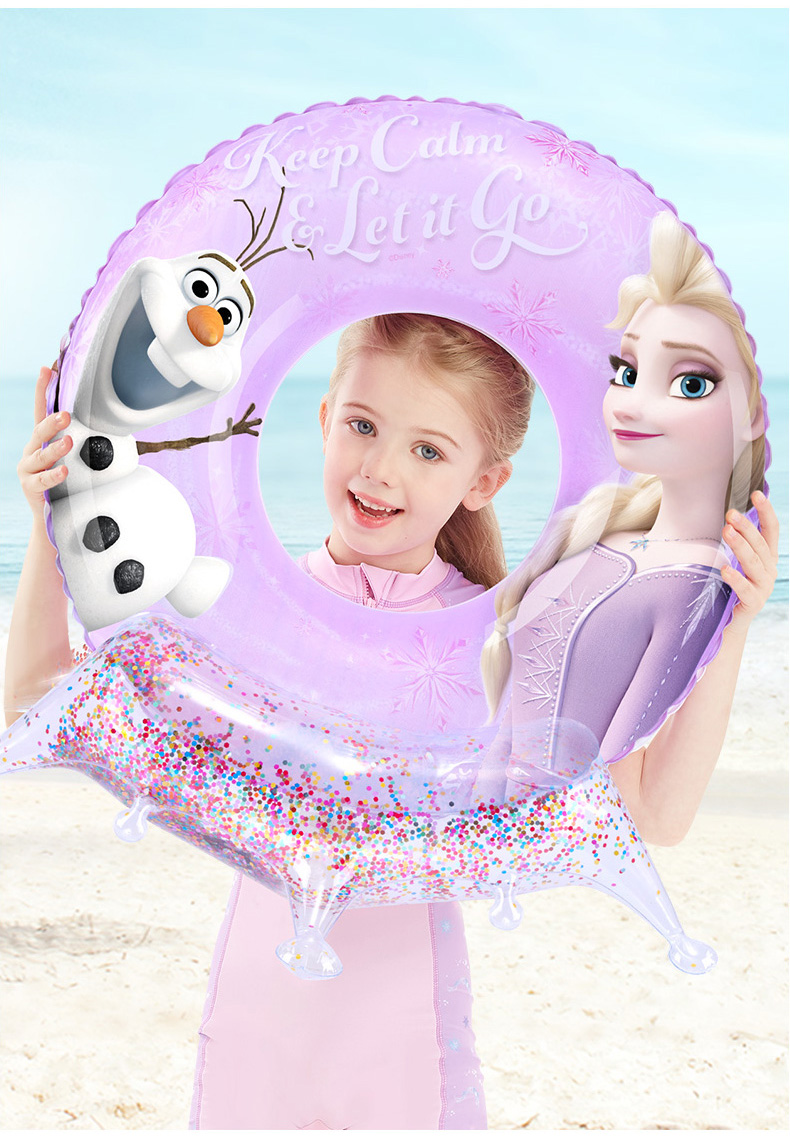 2022新款玩具迪士尼儿童游泳圈女童宝宝奇缘艾莎公主卡通游泳圈加厚