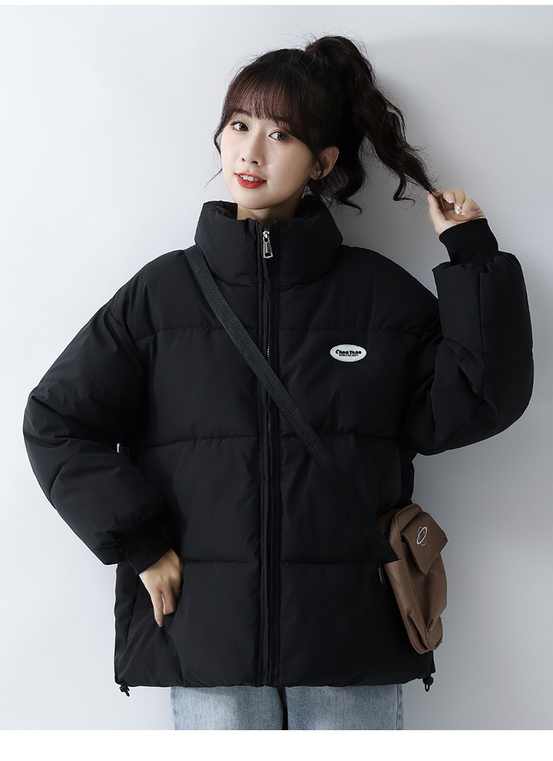 60服初中生穿女面包服女短款冬季潮小个子加厚黑色艾优3485白色xl