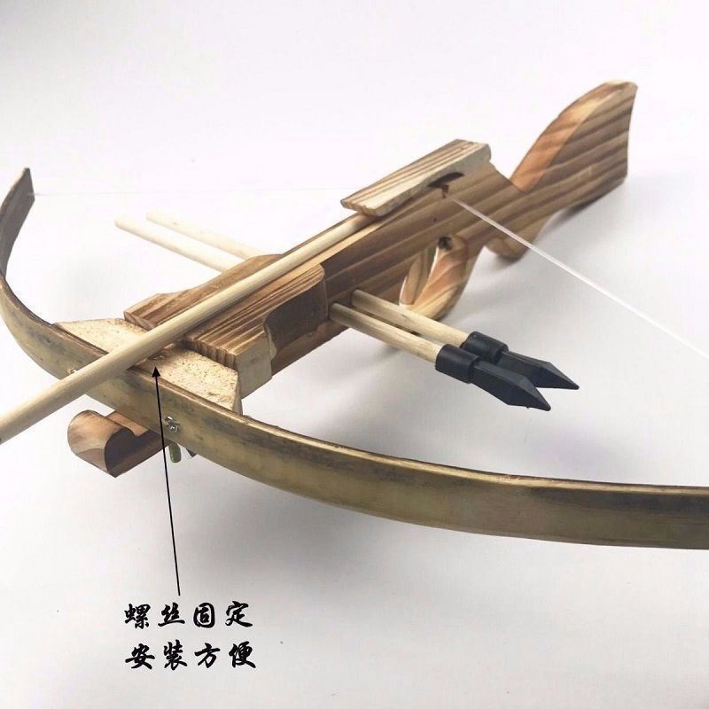 弓箭道具木质小型古代中国传统靶子儿童玩具木制小号弩大威力驽弓