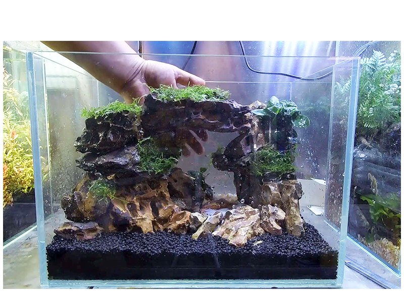 松皮石 鱼缸造景天然原石假山石大小块多孔石头水族箱装饰造景套餐