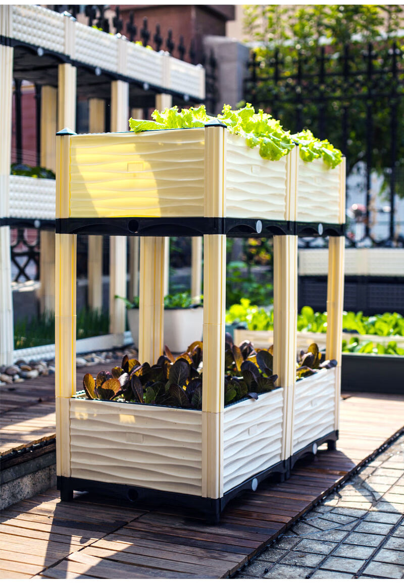 阳台蔬菜种植箱立体款庭院户外种菜箱加厚塑料大号组合园艺花盆立体22