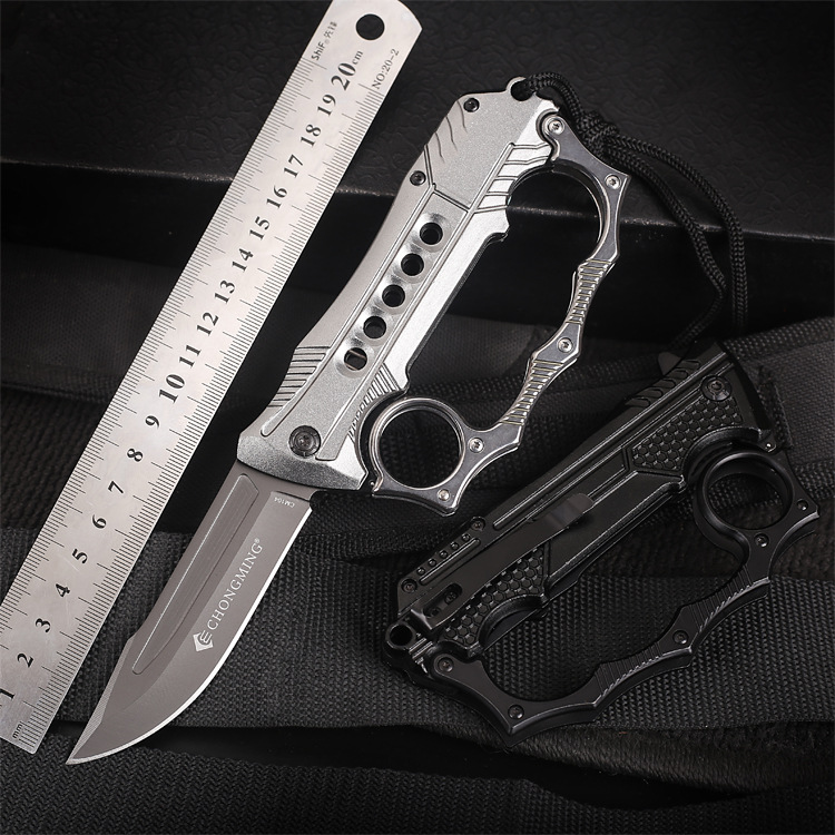高档精品户外求生拳套指虎折叠刀高硬度军工刀防身多功能车载野营水果