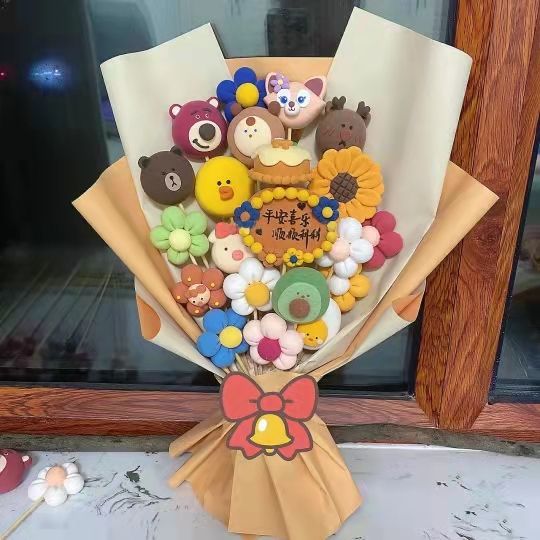 粘土花束礼盒情侣礼物手工画框立体摆放diy彩泥粘土花束粘土花束12色