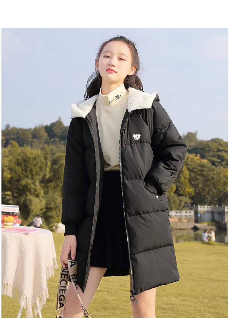 高中生服女中款初中生中长款2021年冬装新款韩版学院风高中学生加厚