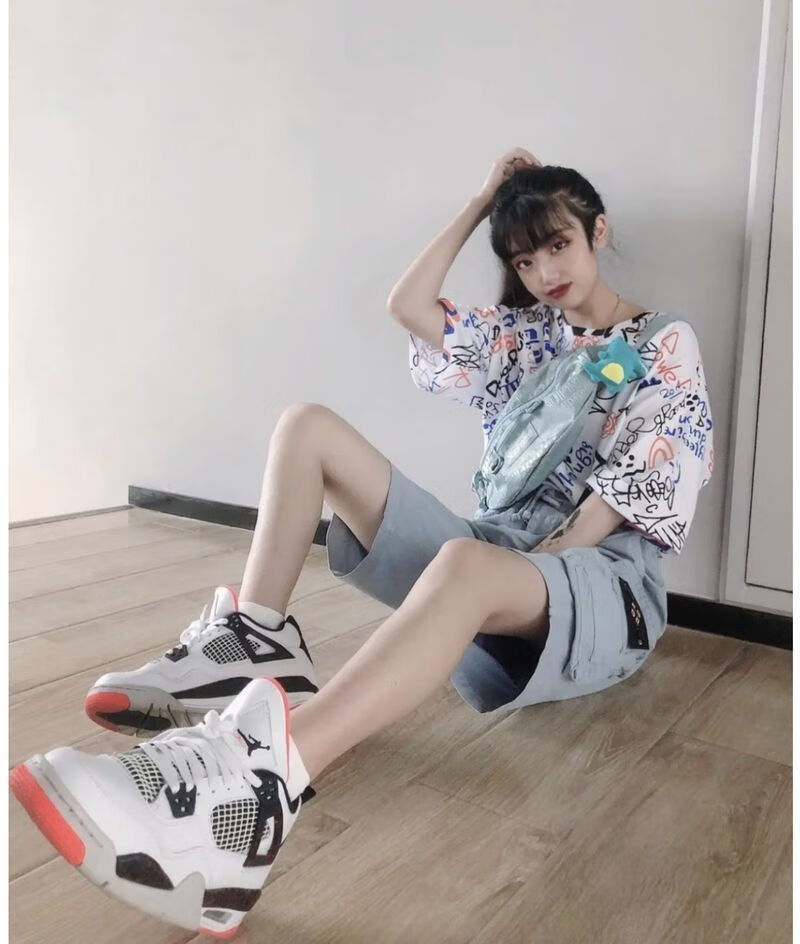 红蓝鸳鸯篮球鞋乔4热熔岩情侣鞋大理石巴黎白水泥ow黑红男女鞋莆田