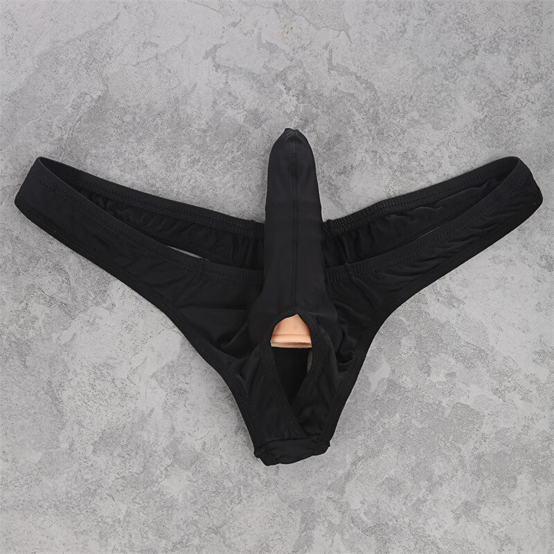 格贝斯男士象鼻内裤露蛋枪弹分离透气性感丁裤情趣内裤冰丝低腰丁字裤