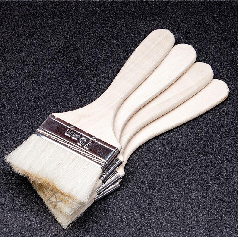 油漆刷子涂料水性漆刷油刷子耐高温不掉毛烘焙烧烤刷子2寸羊毛刷1把