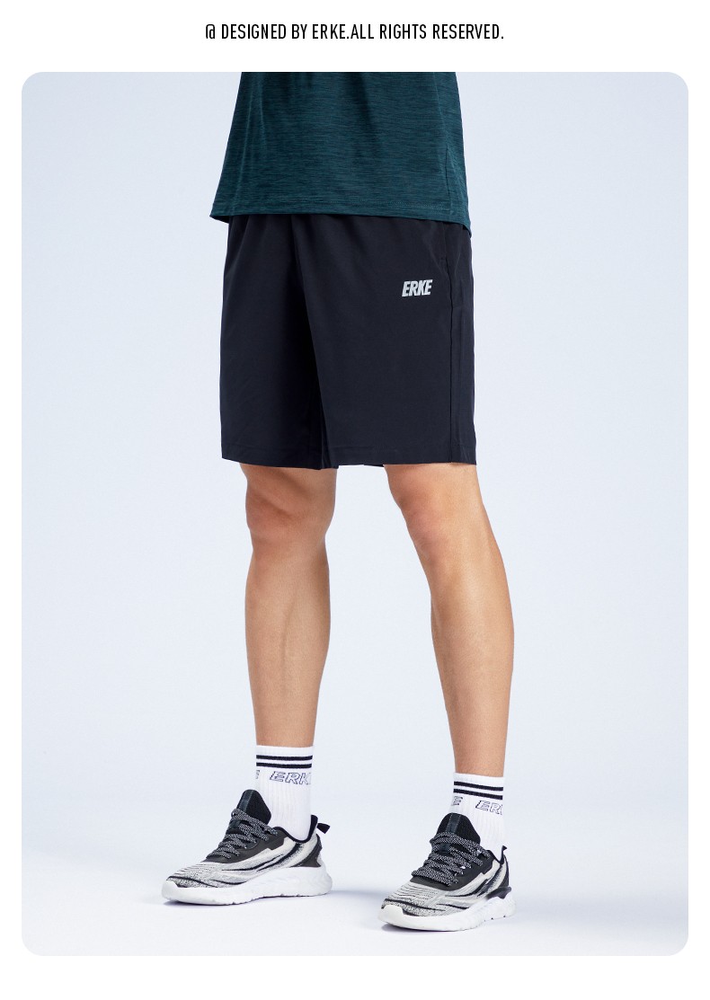 鸿星尔克官方旗舰短裤男2022夏五分裤字母热压男士速干清爽透气排湿
