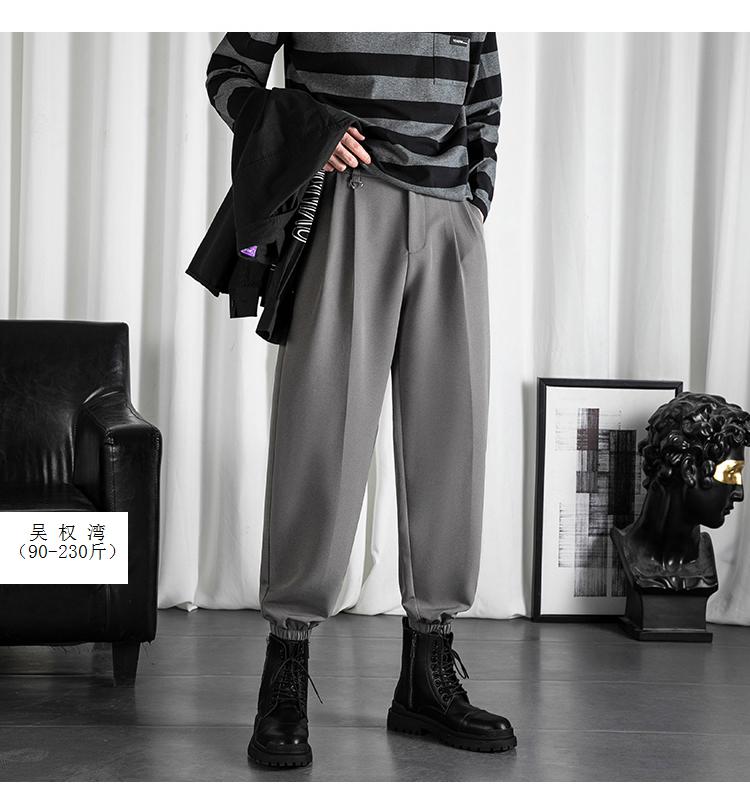 配马丁靴的裤子男韩版潮流炸街直筒休闲长裤秋冬季灰色df254xl130至
