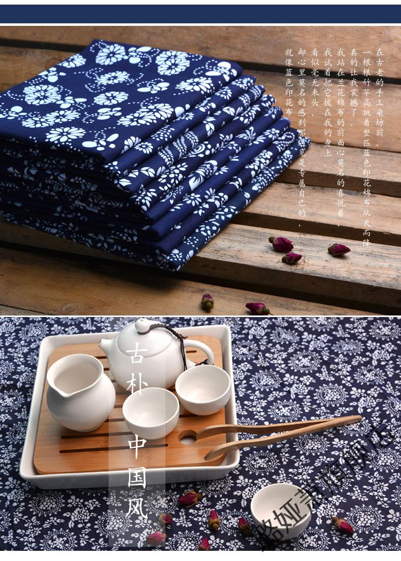 2022新款青花瓷布料乌镇蓝印花布料手工蜡染布料蓝花青花瓷中国风桌布