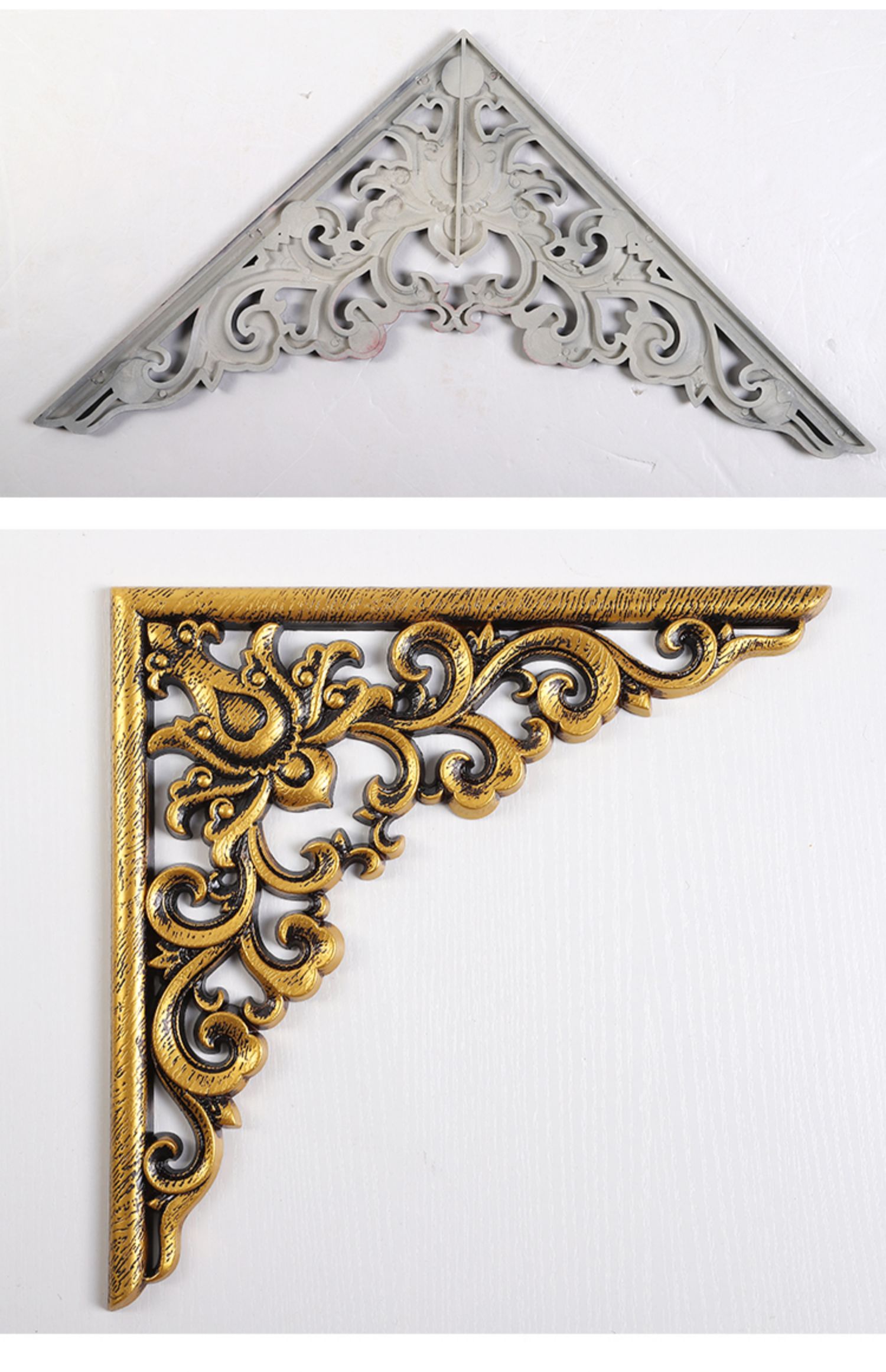 式吊顶角花装饰镂空雕花垭口对角墙贴花角仿实木中式木雕大款深红色一