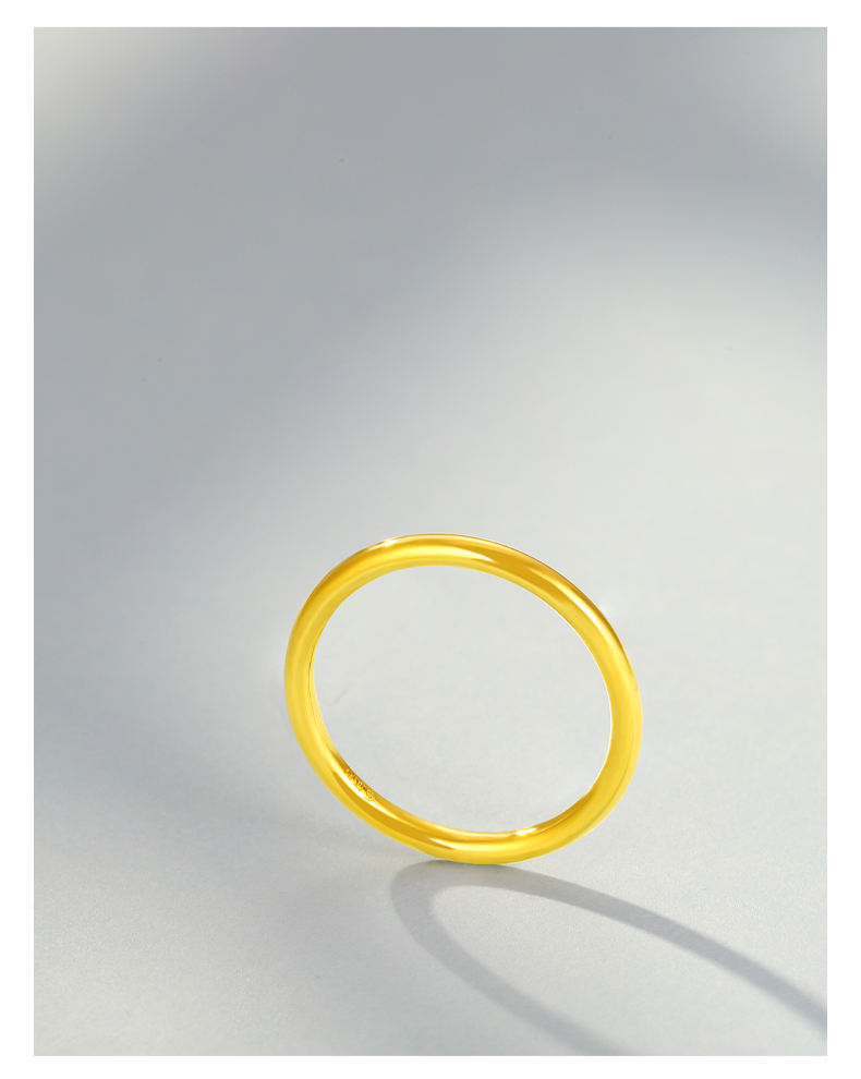 老凤祥款式 999足金黄金素圈戒指女细款三生三世光面简约气质女友 12