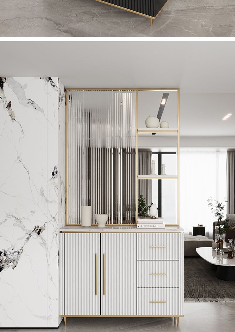 墨绩 隔断柜2022年新款轻奢入户玄关柜鞋柜一体家用进门客厅玻璃屏风