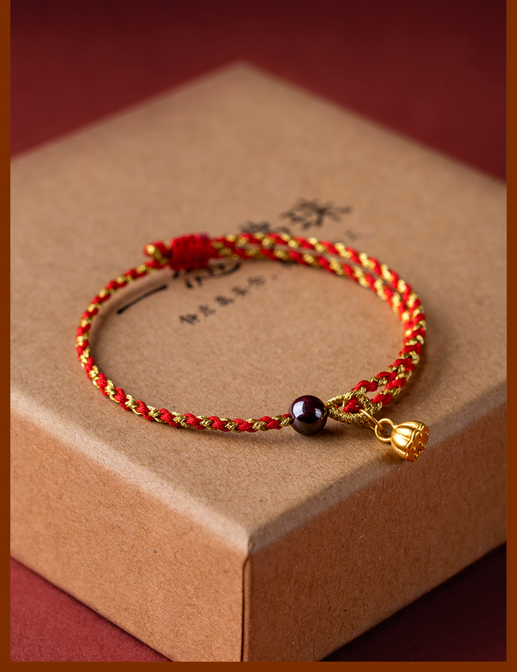 高档轻奢品牌上岸好运手链女红绳保真朱砂转运珠饰品莲蓬祈福编织平安