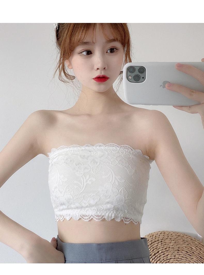 裹胸抹胸蕾丝抹胸少女初中高中学生小背心文胸女装一字围裹胸放 211