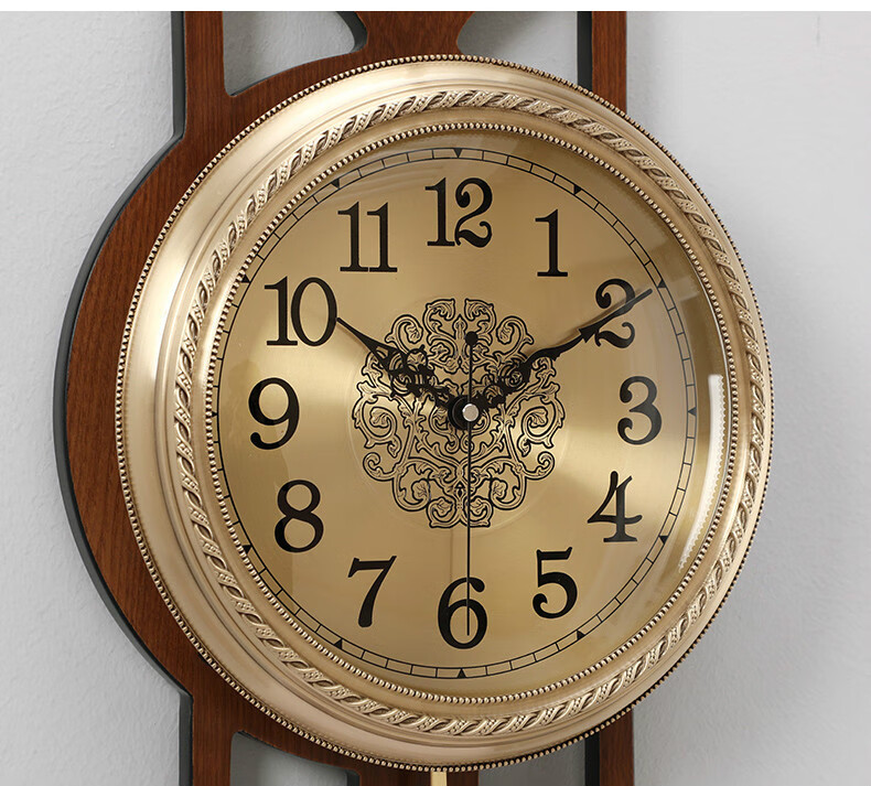 赞璐桐 轻奢高端胖匠新中式客厅纯铜挂钟家用挂墙古典日历时钟创意