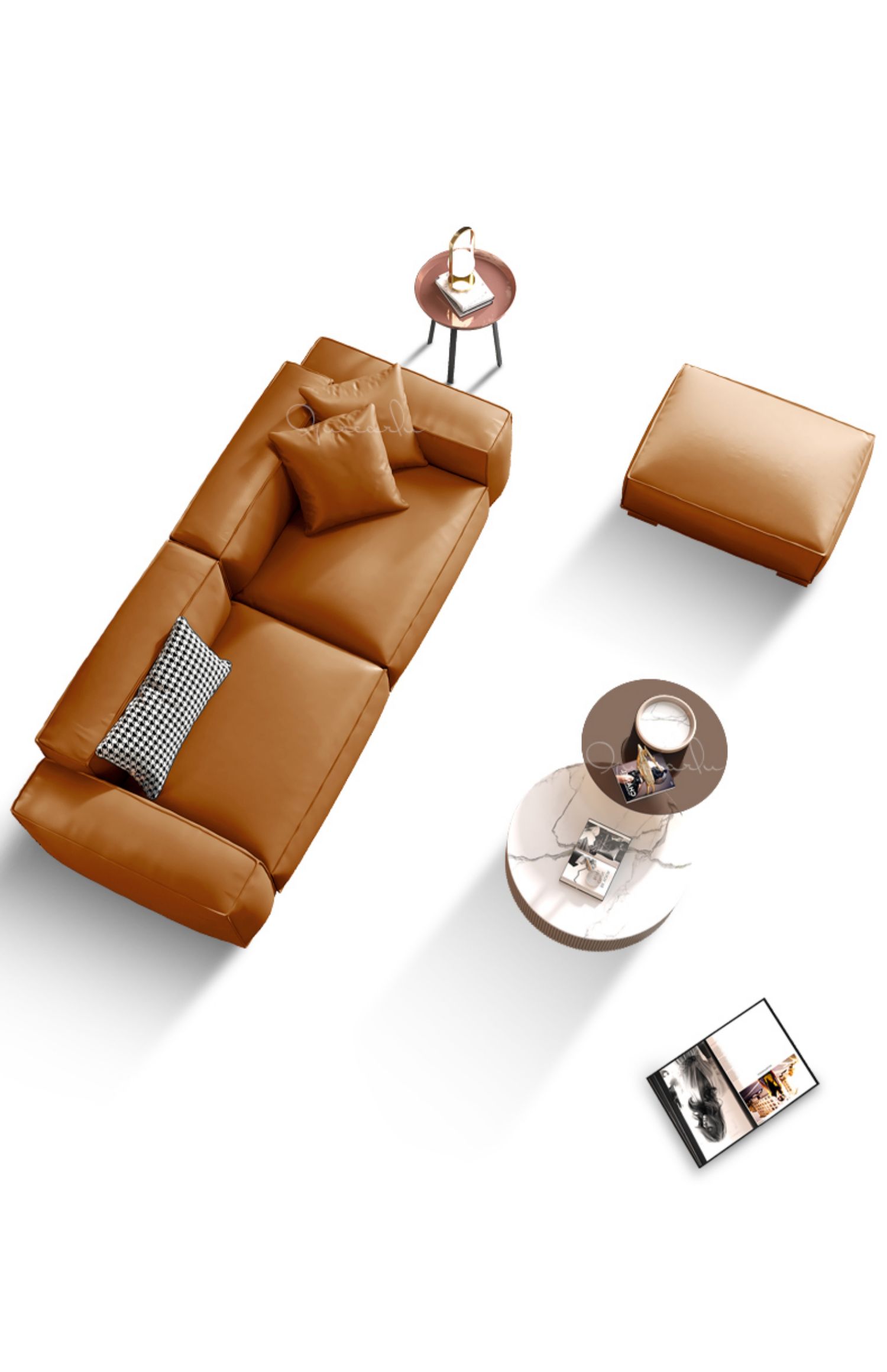 宜品家真皮沙发头层牛皮客厅三四人位直排一字北欧小户型豆腐块皮艺