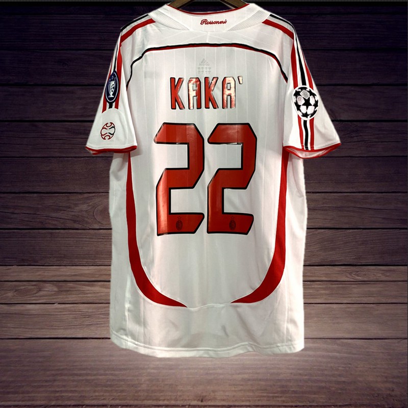 卡卡ac米兰0607欧冠白色球衣皮尔洛内斯塔因扎吉复古足球服短云短袖