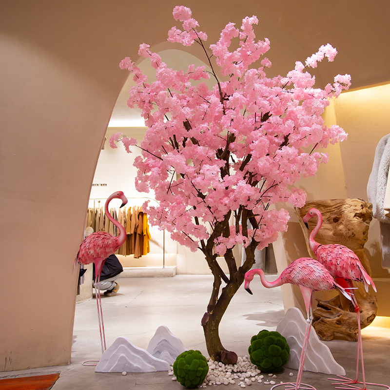 树网红桃花树大型假树室内外装饰许愿树商场酒店橱窗造景2米x2米圆形