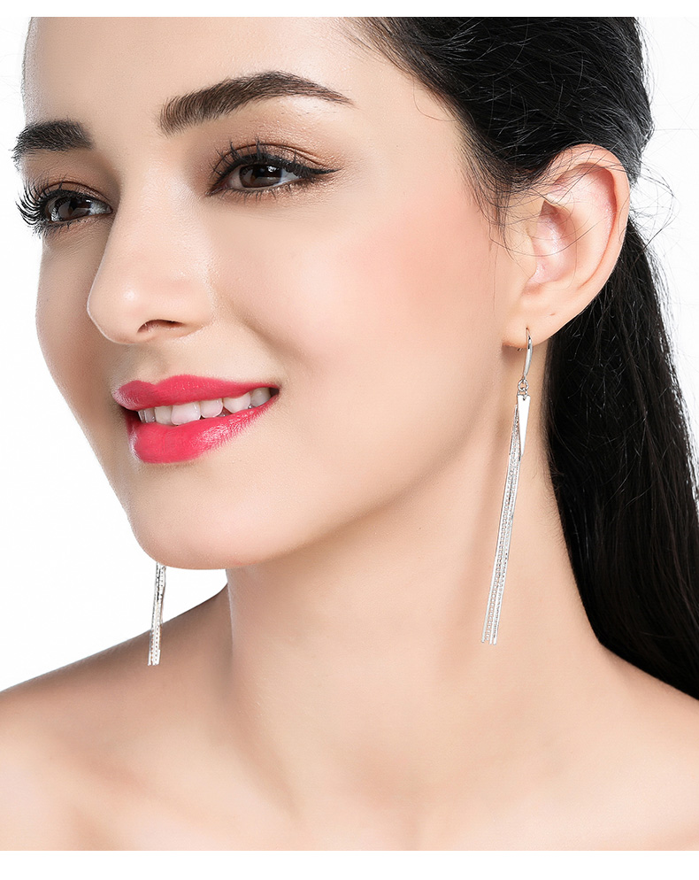 阿辽莎925银长款流苏耳环女年轻款潮气质网红耳坠气质时尚洋气银耳饰