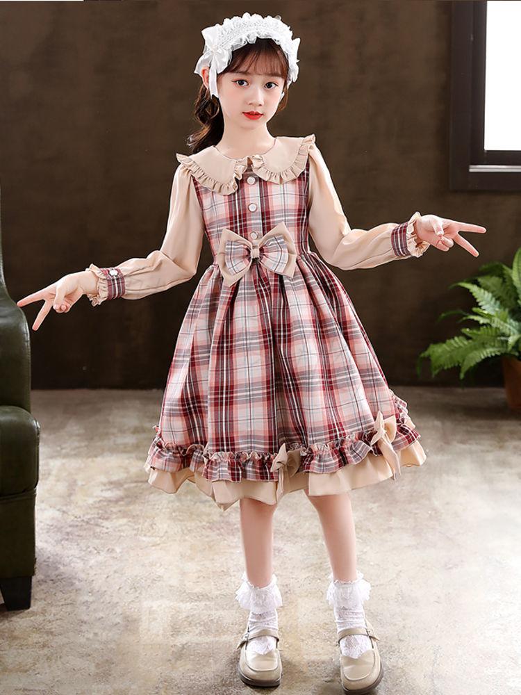 橦华童装小裙子女童儿童公主裙冬季加绒加厚小女孩新年连衣裙7一8岁