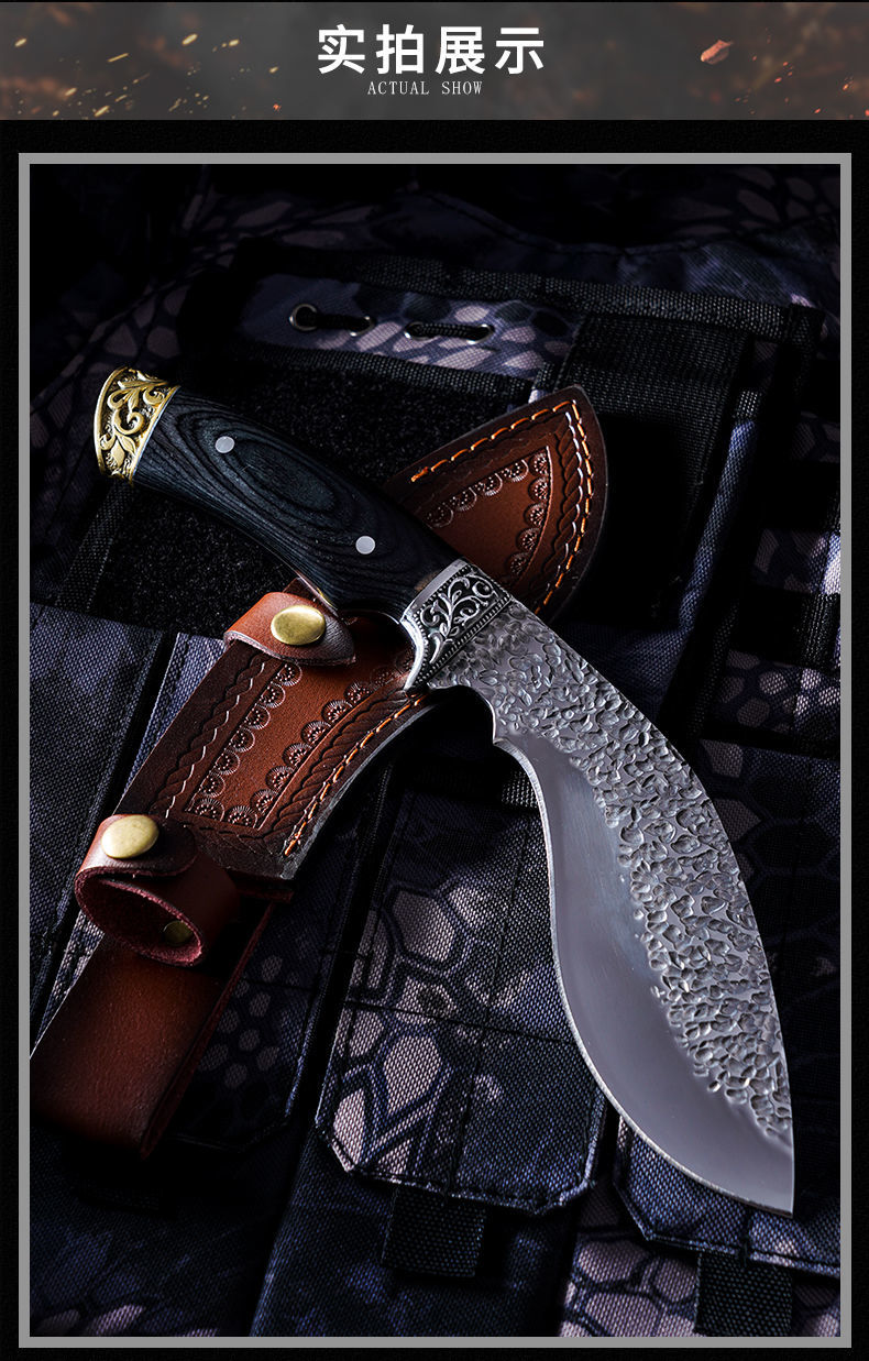 大号尼泊尔军刃弯刀防身户外刀具防身高硬度高碳钢神孩子 牛魔王-30cm