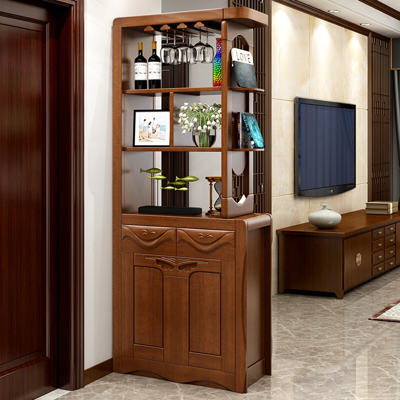 玄关柜门厅柜中式实木间厅柜客厅隔断柜小户型玄关柜双面酒柜鞋柜组合