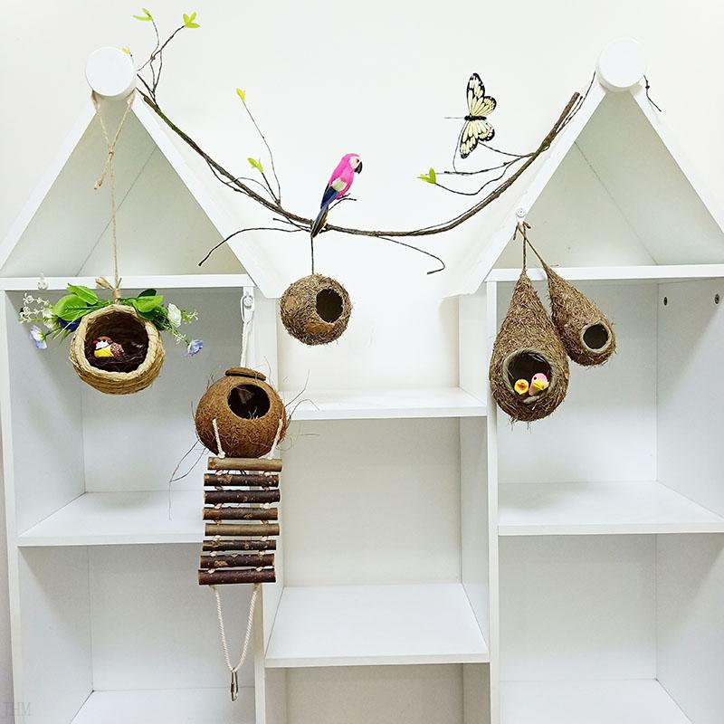 窝 蛤蟆藤编鸟窝手工草窝材料鸟巢编织工艺品小鸟屋鸟蛋装饰摆件新款